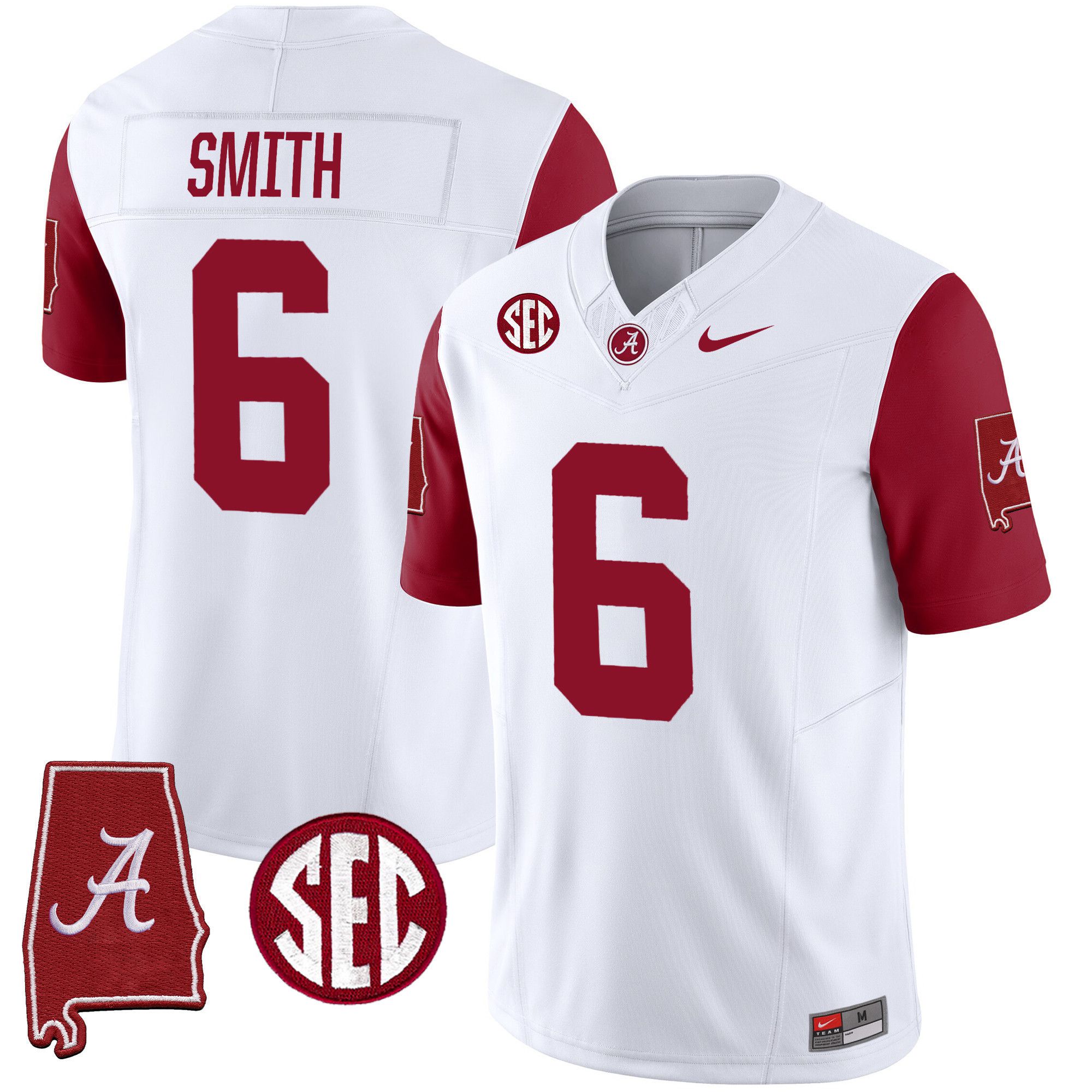 Men Alabama Crimson Tide #6 Smith White 2024 Nike Vapor Limited NCAA Jersey style 2->customized nfl jersey->Custom Jersey